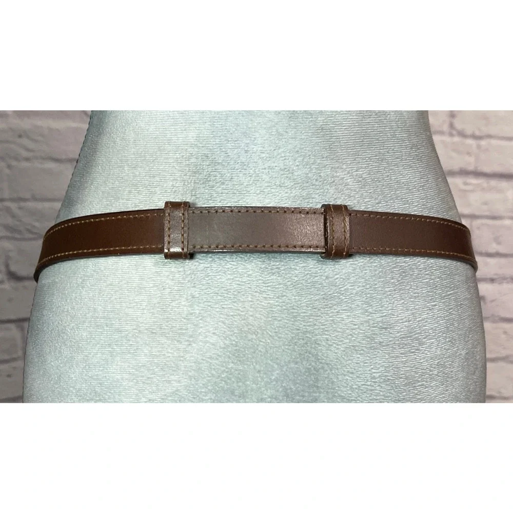 Vintage Leather Slide Adjust Belt with Teardrop Loop Buckle & Whipstitch Detail